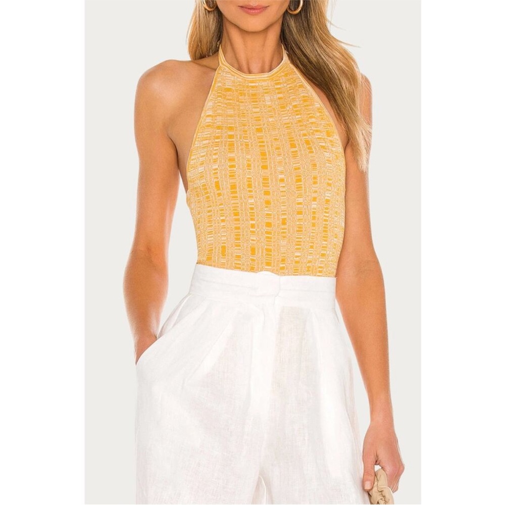 Ronny Kobo Kassidy Knit Bodysuit in Yellow